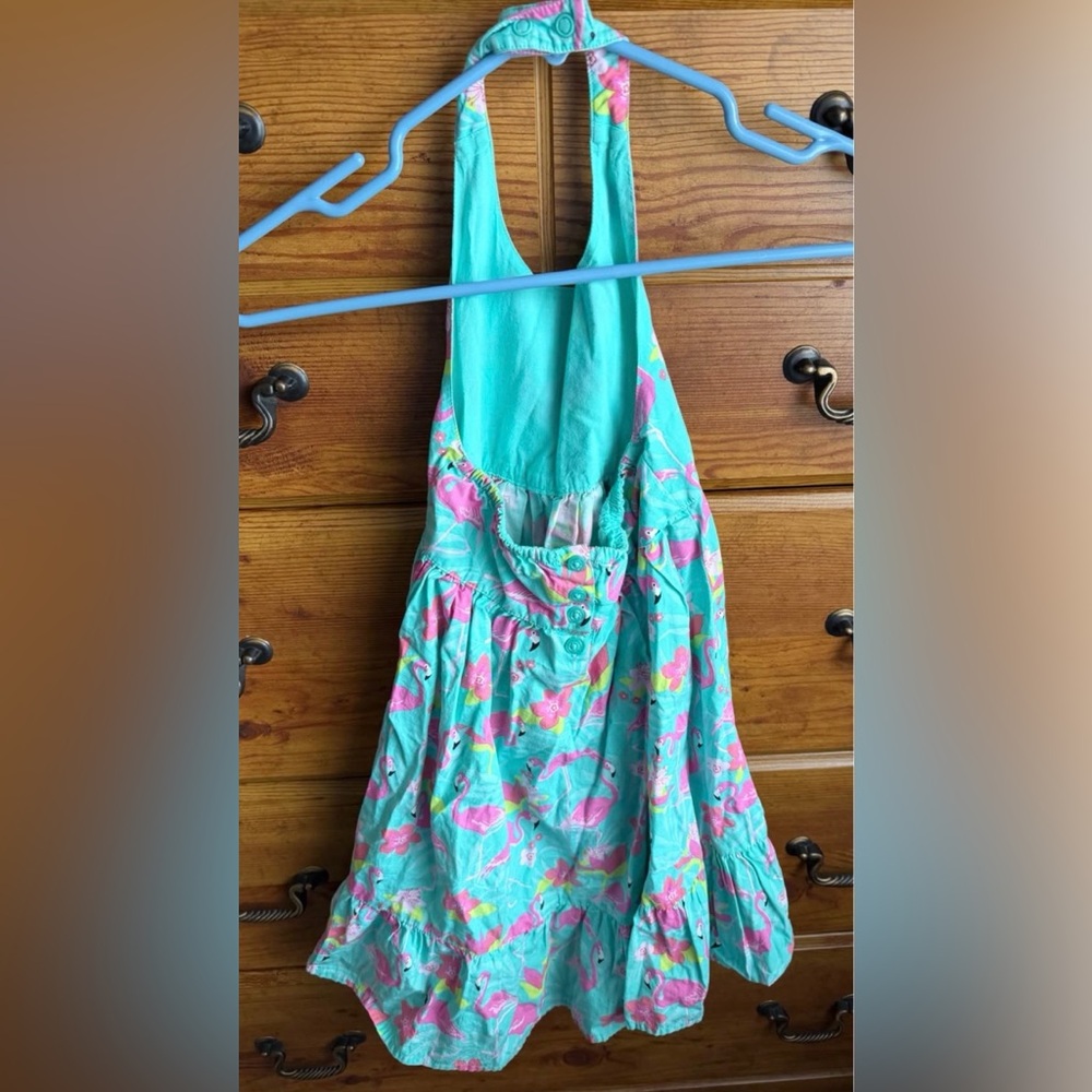 Girls Gymboree Flamingo Halter Dress - Aqua & Pink size 6 - Picture 3 of 4